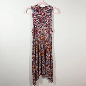 Anthropologie Maeve Lilt Mock Neck Swing Dress Size S Multicolor Boho Sleeveless - Picture 1 of 12