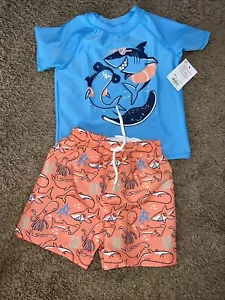 NEW NWT Jumping Beans Boys size 2T Rashguard Bathing Suit Set sharks - Picture 1 of 1