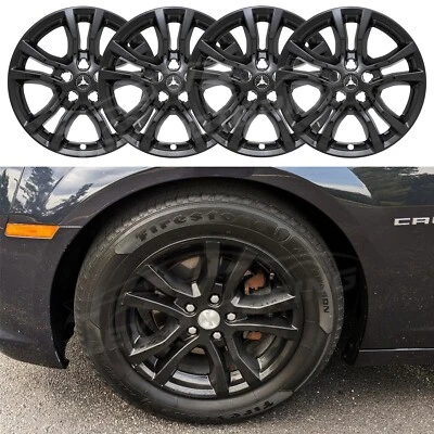 Gloss Black Push On Skin Rim Covers Set 4 FOR 2013-2023 Chevy Camaro 18" Wheel - Image 1 of 4