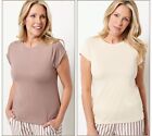Anybody Brushed Jersey Set of Two Shirt Chai/Pearl XS New