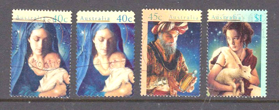 Australia 1996 Christmas set 3 Used sheet stamps + booklet stamp - Image 1 of 1