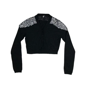 Vintage Versace Jeans Couture Black Cardigan Womens Small Wool - Picture 1 of 10