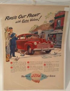 Anuncio de revista Ford 1946 "Hay un Ford en tu futuro" Extra Policeman Family Dog - Imagen 1 de 4