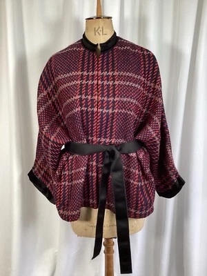 Amanda Wakeley Jacket Large Red Multi Jumbo Check Wool Blend Brand New - Image 1 of 4