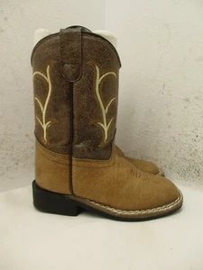 Old West Side Zip Square Toe Cowboy Boots Brown Style VB1013 Toddler Size 6.5 D - Picture 1 of 13