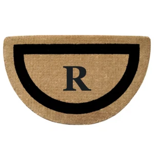 Half Round Heavy Duty Coir Mat - Single Picture Frame (22" x 36") Monogram "R" - Picture 1 of 5