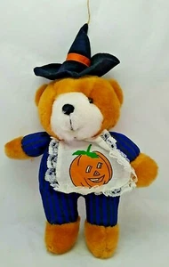 Halloween Soft Things Plüsch Stofftier Bär mit Hexenhut Kürbis Lätzchen 12 cm - Bild 1 von 5