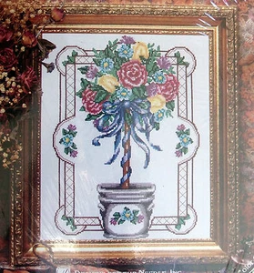 * Heirloom Treasure Cross Stitch Kit ~ TOPIARY ~ 11X14 1993 NIP - Picture 1 of 3