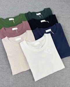 Baumwolle + Leinen dünnes weiches atmungsaktives Baumwolle Kurzarm T-Shirt weiblich französisch - Bild 1 von 31