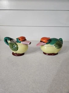 Japan Hand Painted Duck Creamer & Sugar w/Lid Colorful Whimsical Style Vintage  - Picture 1 of 16