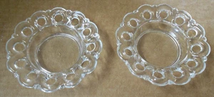 Paar runde Klarglas Stumpenkerzenhalter/Geschirr - Bild 1 von 4