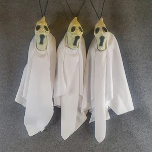 3 Vtg 1999 Paper Magic Group Long Face Ghost White Hanging Jiggler Halloween - Picture 1 of 11