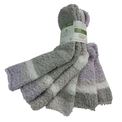 Lemon Loves Earth-Friendly 3-pack Gray, Lavender, White Cozy Crew Socks 5-9.5 - Image 1 of 4