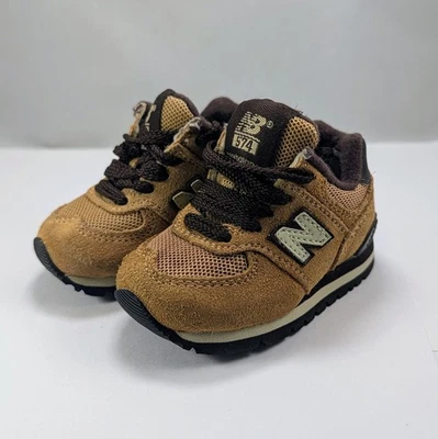 New Balance 574 Sneakers Baby Infant Toddlers KJ574 Shoes Size 3 Camel Brown  - Image 1 of 4