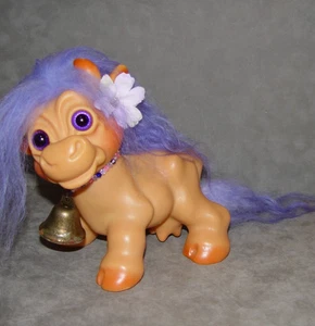 OOAK Troll Doll 7" Dam Cow nuova spirale occhi viola e mohair - Foto 1 di 5