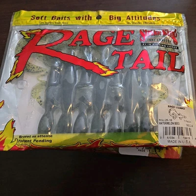 Strike King Rage Tail Rage Lizard, Watermelon Seed, 7 Pack - Image 1 of 2