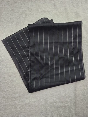 Black Sheer Rectangle Scarf Striped with Gold Pinstripes 10.25"W x 52.5"L - Image 1 of 4