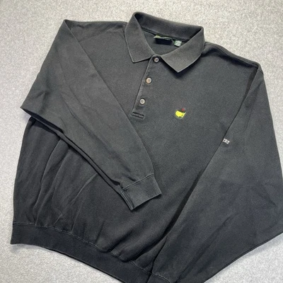 Camisa Polo Manga Larga Masters Collection Para Hombre XL Negra Algodón Bordada Desvanecimiento Foto 1 de 4