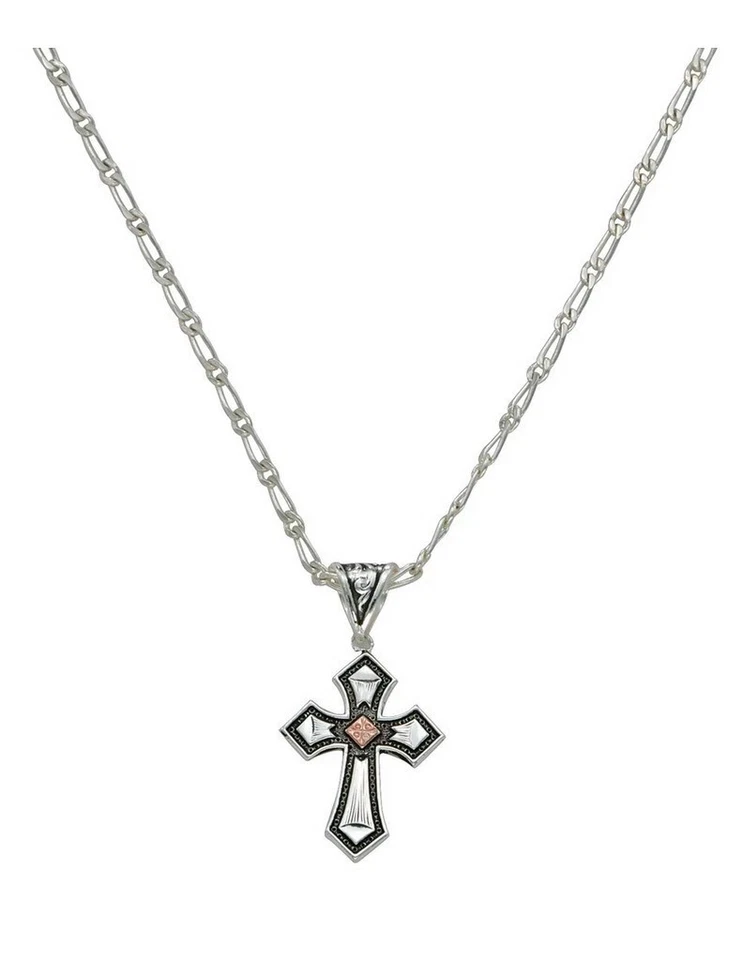 Montana Silversmiths NC1161 Antique Copper Diamond Cross Necklace