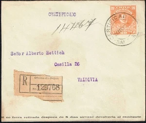 1078 CHILE REGISTERED PS STATIONERY COVER 1920 PRESIDENTES SERIE SGO. - VALDIVIA - Picture 1 of 2