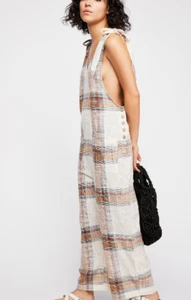 Free People Womens Ivory Summer Plaid Jumpsuit Size XS NWT - Picture 1 of 1