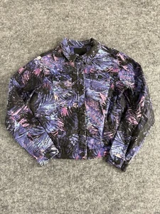 Nasty Gal Denim Jacket Women Medium Blue Purple Floral Jean Tie Dye Trucker N215 - Picture 1 of 11