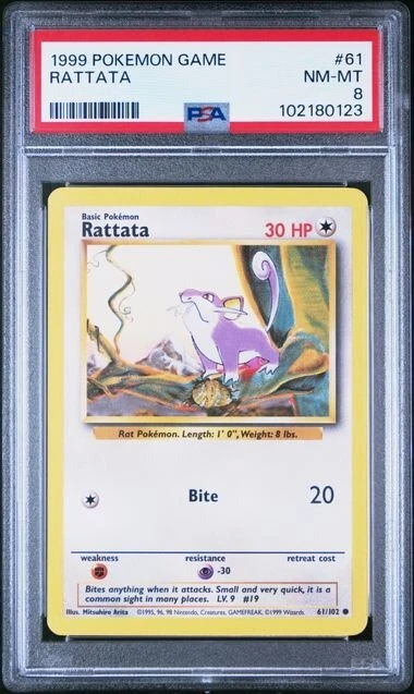 PSA 8 RATTATA 61 BASE SET POKEMON NM MINT - Image 1 of 2
