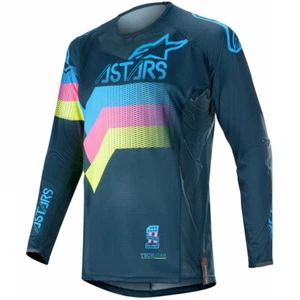 ALPINESTARS TECHSTAR MOTOCROSS MX BIKE JERSEY - VENOM NAVY / AQUA / PINK - Picture 1 of 2