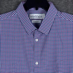 Mizzen Main Shirt Men XXL Purple Trim Leeward Gingham Stretch Long Sleeve Button - Picture 1 of 9