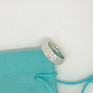 Tiffany Co Sterling Silver Double T Band Ring Size 6 W/pouch - Picture 1 of 13