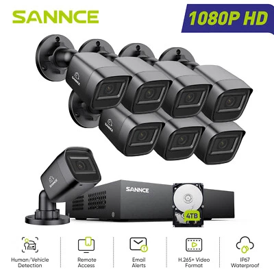 SANNCE 1080P 4CH 8CH 5IN1 DVR Home Security Camera System Outdoor Night Vision - Image 1 of 4