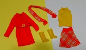 MATTEL BARBIE #1464 GEFRIERSCHUTZ MANTEL SCHAL ROCK STIEFEL TOP PUPPENKLEIDUNG 70er - Bild 1 von 5