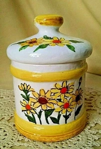 DAISY CANISTER SEARS ROEBUCK CO 1976 JAPAN 2 PC LID YELLOW DAISIES SMALL 4 1/2". - Picture 1 of 10