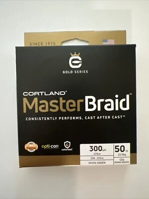 LÍNEA DE PESCA CORTLAND MASTERBRAID - 50 LB - .014 PULGADAS - 300 YARDAS - CARRETE DE RELLENO VERDE MUSGO Foto 1 de 2
