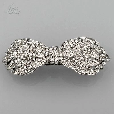 Pinza de pelo pasador de aleación de cristal con estrás transparente moño tono plata 03558 Foto 1 de 4