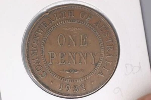 1932 - Australia - Penny - KGV - Doubling '9', Spots of Verdigris - gVF - Picture 1 of 4