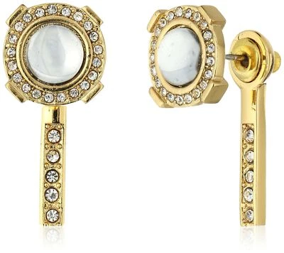 Rebecca Minkoff Oro con Halo de Cristal Pasador Frontal con Palo Lineal Trasero Pendientes... Foto 1 de 2