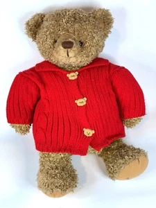 1990s Vintage Hallmark 17" Plush "Mary" Teddy Bear w/ Red Sweater & Bear Buttons - Picture 1 of 9