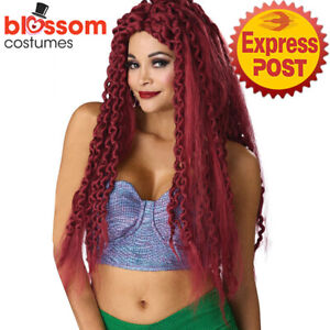 W1004 Enchanted Siren Auburn Mermaid Costume Long Wig Hair Fairytale Book Week