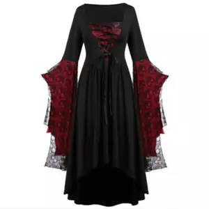 Gothic Witch Costume Fancy Dress HALLOWEEN Cosplay Women Renaissance Medieval - Picture 1 of 7