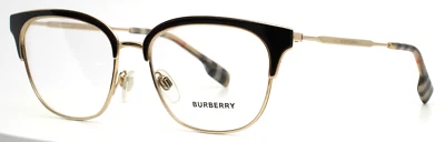 BURBERRY BE1334 1109 Black Gold Womens Square Eyeglasses 52-17-140 B:40 - Image 1 of 4