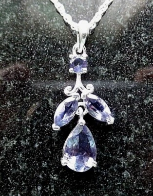 Gorgeous Sterling Silver and Iolite Water Sapphire Necklace Taurus Libra  - Image 1 of 4