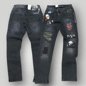 Herren Cipo & Baxx CD408 verwaschen schwarz Knopfleiste Slim Fit Denim Hose Neu mit Etikett - Bild 1 von 16