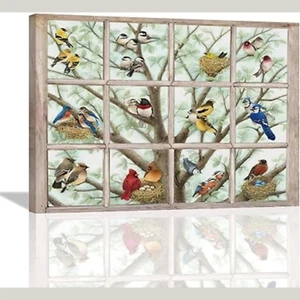 Rustic Birds Wall Art Farmhouse Hummingbirds on Branch Pictures Wall Decor 16X24 - Picture 1 of 4