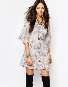 Free People Damen Eyes on You Minikleid 6 lila Blumen Taschen Boho Festival - Bild 1 von 11