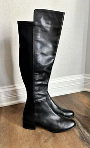 Spring Step Size 39 (US 8.5) Over the Knee Heeled Rider Black Leather Boots - Picture 1 of 16