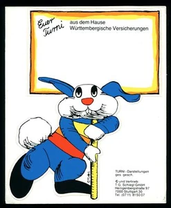 Werbe Aufkleber Turni Hase Württembergische Versicherug - 11x14cm Vintage 80er - Bild 1 von 1