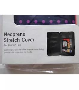 BUILT Neoprene Stretch Cover Case for Kindle Fire - Mini Dot Navy Blue Hot Pink - Picture 1 of 3