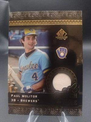 Camiseta deportiva Upper Deck Legendary Cuts 2007 Paul Molitor Stitch in Time usada en el juego Foto 1 de 2