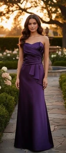 NEU $ 149 Damen 10 David's Bridal lila Maxi langes trägerloses Brautjungfernkleid - Bild 1 von 13